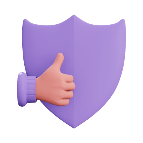 Image of a shield with a thumbs up in front of it.