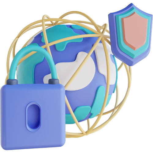 TRUST logo with globe, padlock and security shield.